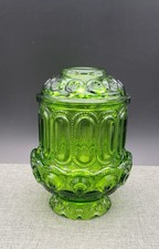 Vintage Green Glass Two-Piece Fairy Lamp with Ribbed Shade — listing 2