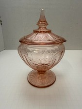 Pink Depression Glass Square Luncheon Plate, Mayfair 'Open Rose' Pattern — listing 4