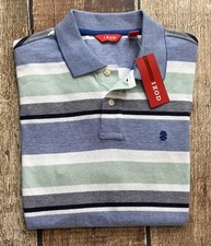 IZOD Yellow Navy Striped Cotton Pique Polo Shirt with Chest Pocket and Crest Logo, Men's XL — listing 4