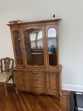 Vintage French Provincial Style China Cabinet / Breakfront Hutch with Brass Grille Doors — listing 5