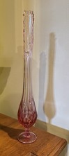 Fenton Amberina Red Hobnail Swung Vase, 10 inch, listing 3