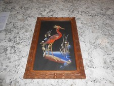 Vintage Mexican Feathercraft Bird Picture with Real Feathers in Gilt Wood Frame — listing 6