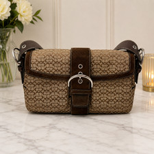 Coach Soho Signature Jacquard Small Flap Shoulder Bag, Black