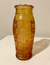 Amber Diamond-Optic Pressed Glass Bud Vase / Decorative Bottle, 3 inch, Mold #3 — listing 6