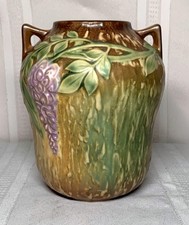 Roseville Pottery Wisteria Two-Handled Vase, Shape 634-7 (Brown Colorway) — listing 5