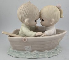 Precious Moments "I'd Row a Million Miles For You" Boy and Girl in Rowboat Porcelain Figurine — listing 6