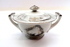 Japanese Kutani-Style Hand-Painted Porcelain Lidded Sugar Bowl with Figural Dragon Finial — listing 3