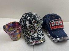 Las Vegas Rhinestone Bling Baseball Cap with Red/Green Stripe — listing 2