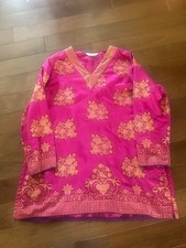 BIBA Mustard Yellow Floral Print Kurta Tunic with Gold Trim — listing 2