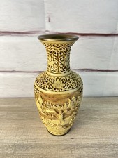 Chinoiserie High-Relief Molded Ceramic Baluster Vase with Village Scene — listing 3