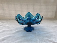 Viking Glass Avocado Green Pedestal Compote with Floral Finial Lid — listing 2