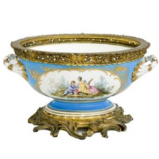 Antique Sevres Style Porcelain Covered Bowl with Gilt Bronze Ormolu Mounts — listing 3
