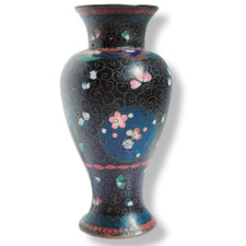 Chinese Cloisonné Baluster Vase with Floral Motif on Green Ground — listing 5