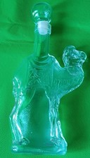 Amethyst Purple Glass Figural Man's Head Bottle with Top Hat Stopper