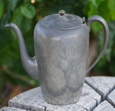 Antique 19th Century Pewter Coffee Pot with Hinged Lid and Angular Handle, Maker Unknown — listing 5