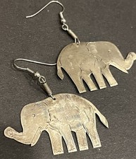 Pair of Antiqued Copper-Tone Elephant Head Charm Drop Earrings with Leverback Hooks — listing 4
