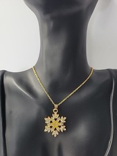 Silver-Tone Snowflake Pendant Necklace with Rhinestone Center and Ball Accents — listing 2