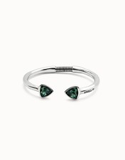 Uno de 50 Silver-Tone Wrap Cuff Bracelet with Green Faceted Crystal, listing 6