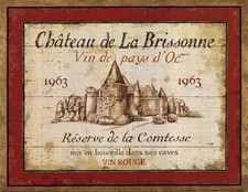 Set of 3 Daphne Brissonnet Faux Wine Label Wall Plaques - Chateau Chamberlain, Villa Vicenzi, Castello di Goldoni — listing 2