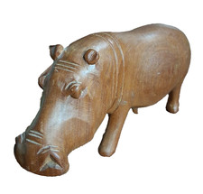 Set of 3 Hand-Carved Wooden Hippopotamus Figurines (Graduated Sizes) — listing 5