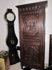 Antique Hand-Carved Two-Door Armoire with Foliate Scrollwork and Bird Motif — listing 2