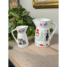 Vintage Hand-Painted Dutch Boy & Girl Figural Planter with Windmill Motif, Royal Japan — listing 4