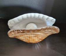 Freeform Art Glass Oyster Shell Shaped Bowl with Gold Leaf Interior — listing 6