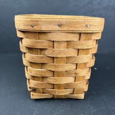Longaberger Handwoven Small Square Basket with Green Accent Weave — listing 3