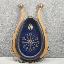Antique Horse Collar Repurposed into Wall Clock with Green Velvet Face and Brass Numerals — listing 3