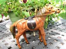 Vintage Leather-Wrapped Horse Figurine with Saddle and Bridle — listing 6