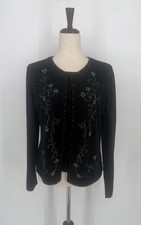 Vintage 1996 Claudia D. Cream Beaded Open-Front Cardigan, Size L — listing 2