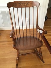 Vintage Hitchcock-Style Stenciled Windsor Rocking Chair Cream Painted — listing 6