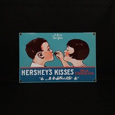 Hershey's Kisses Milk Chocolate Porcelain Enamel Advertising Sign 'A Kiss for You' — listing 2