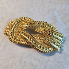 Yellow Gold-Tone Buckle / Knot Motif Wide Band Ring — listing 2