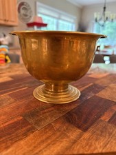 Vintage Brass Pedestal Compote / Bon-Bon Dish with Scroll Handles on Stepped Square Base — listing 2