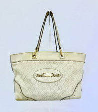Canvas and Leather Tote Handbag with Horsebit / Bamboo Print, Maker Unmarked, listing 3