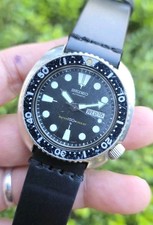 Vintage Seiko 6309 'Turtle' Automatic Diver's Watch with Pepsi Bezel, 150m Water Resist, on Aftermarket Blue Rubber Strap — listing 2