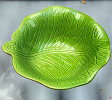 Vintage Orange Glazed Ceramic Leaf-Shaped Bowl — listing 4
