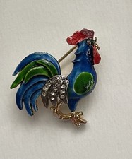 Vintage Red Enamel Rooster and Anchor Lapel Pin — listing 2