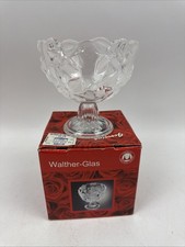 Frosted Rose Pattern Ribbed Glass Bowl / Vase with Scalloped Rim — listing 5