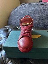 Buscemi 100MM High-Top Sneakers in Red Pebbled Leather — listing 4