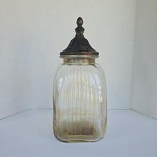 Amber Ribbed Glass Bowl / Votive Holder with Scalloped Star-Shaped Rim No mark at all — listing 2