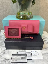 Saffiano Leather Bow-Detail Snap Wallet, Pink & Black Colorblock Kate Spade — listing 2