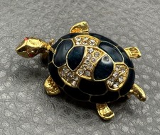 Rhinestone Studded Turtle Brooch/Pendant with Pave Crystal Shell — listing 3