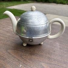Vintage Heatmaster Chrome & Ceramic Insulated Tea and Coffee Service Set (5+ pieces) with Tray — listing 6