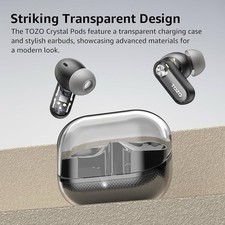 TOZO Crystal Pods (Crystal Buds) Wireless Bluetooth Earbuds with Transparent Charging Case, Black — listing 5