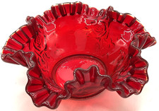 Vintage Clear Glass Ruffled/Crimped Rim Bowl with Footed Base — listing 2