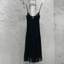 Dolce & Gabbana Black Wool-Blend Slip Dress with Picot Trim and Back Zip, IT Size 46 — listing 2