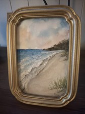 Original Signed Watercolor Landscape Painting, Trees and Hillside, Signed Haughey and Dated 1950 — listing 4