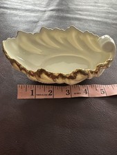 Lenox Ivory Porcelain Double Leaf-Form Divided Dish with Center Handle and Gold Trim